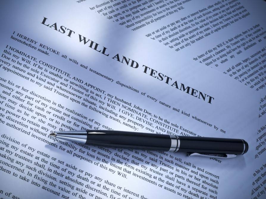 probate home sales, Photo of Last Will and Testament with a pen sitting on top probate home sales, Last Will