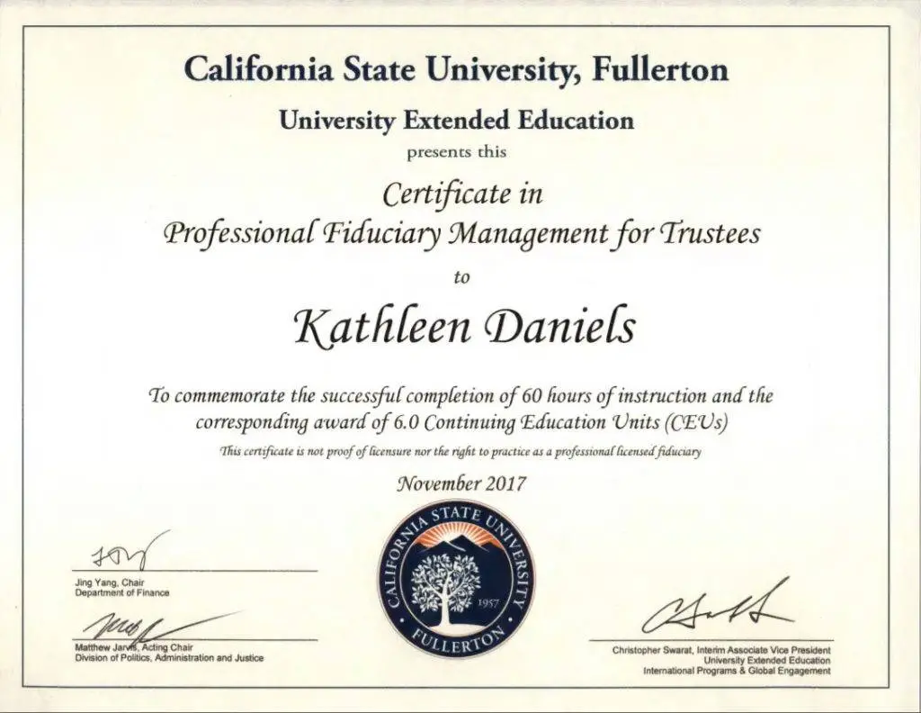 Fiduciary Management for Trustees Certificate
