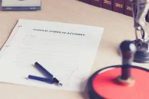 Conservatorship, General Power of Attorney on desktop ready to be notarized with notary seal Conservatorship, Types of Powers of Attorney